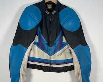 Vintage 80&#39;s IXS Racing Moto Cuir Jacket (Size: Picture)