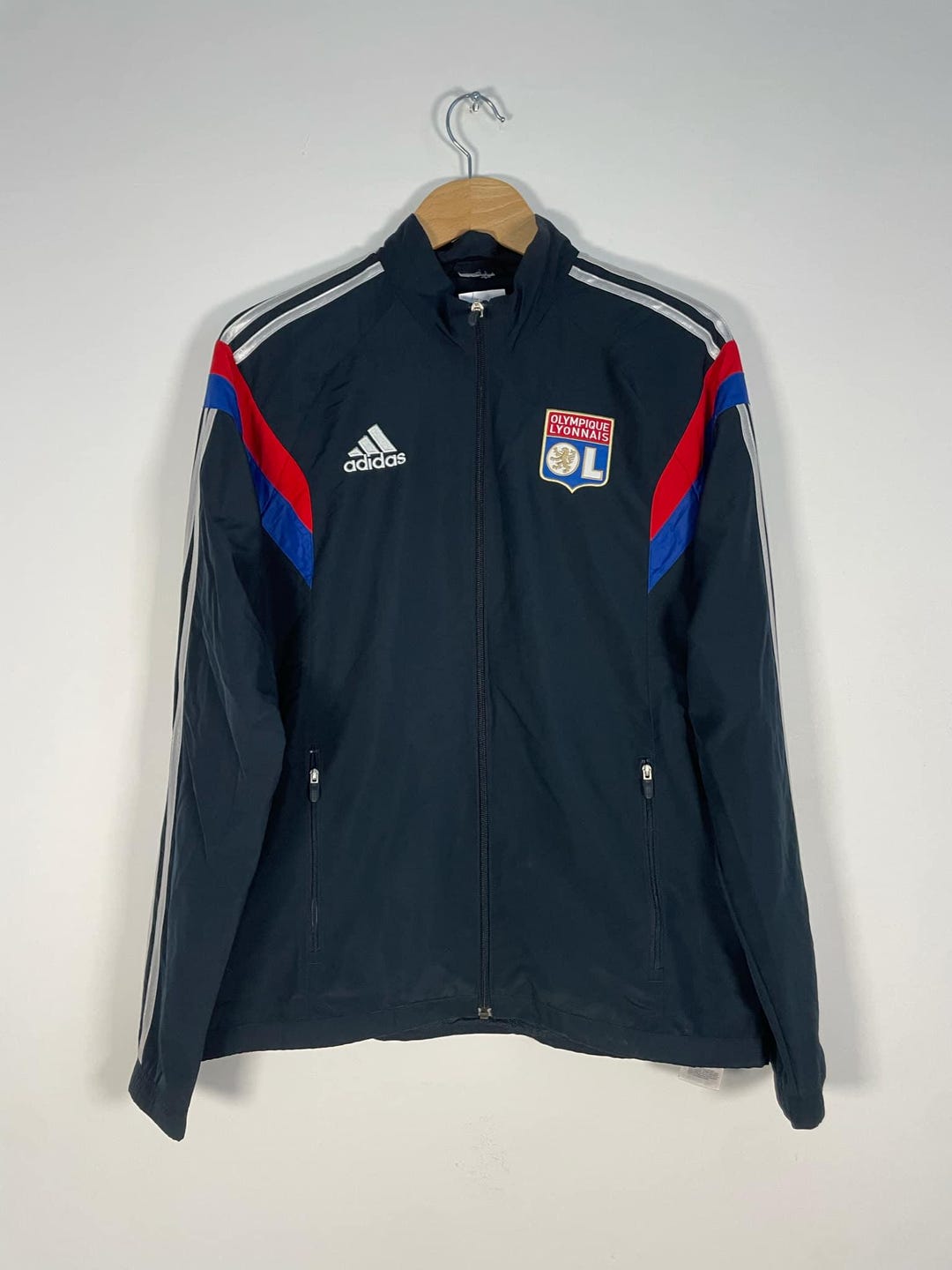 Vintage Adidas Olympique Lyon Windbreaker Jacket (size: Picture