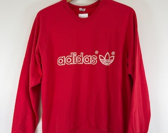 Jersey rojo vintage de Adidas de los años 80 (Talla: M) Hecho en Finlandia