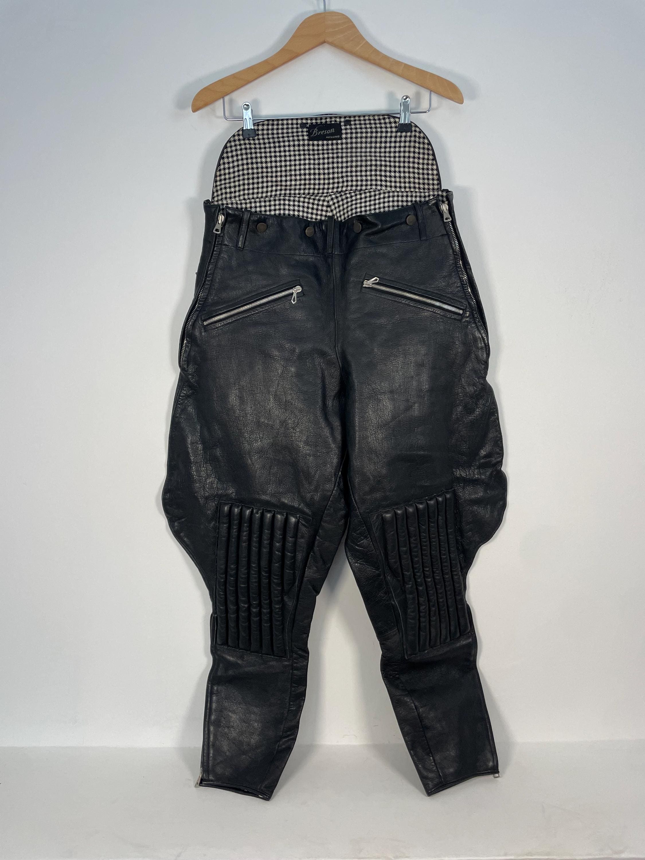 Pantalon Cuir Moto Vintage Breson Malung - Années 40-50 - Taille Sur Photo - RARE Occasion