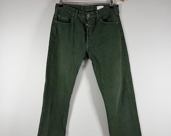 Vintage 90er Jahre Levi's 501 Grüne Jeans (Größe: W31 L32) Made in France