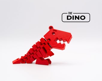 The DINO - Your Colourful Keychain Companion - 3D Printed T-Rex Flexible Keychain