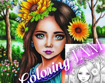 SUNFLOWER GIRL coloring page