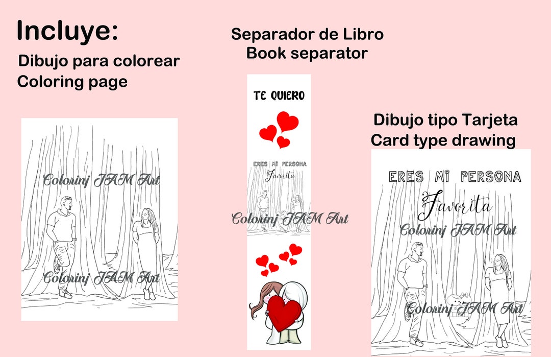 Pack2 LOVE Coloring Page, Card, Book Separator. - Etsy