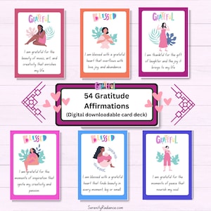 Afirmaciones de gratitud Diario de gratitud Baraja de cartas Actividad de atención plena Tarjetas de estímulo Tarjetas de terapia de salud mental e indicaciones del diario