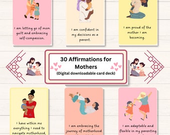 Mom Affirmation Cards: 30-Card Deck, Self-Care Gift (Digital Download)