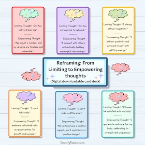 30 Jeu de cartes Limiter à l'autonomisation des pensées, Cartes d'affirmation, Cadeau d'encouragement, Bien-être mental, Jeu d'inspiration, Cadeau de positivité