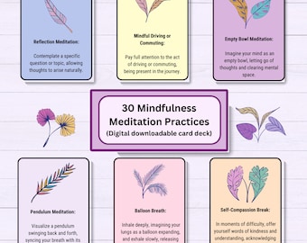 Mindfulness Meditation Cards, Affirmation Deck, Self-Care (Digital Download)