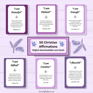 50 christliche Affirmationen Kartenset, Glaube Ermutigung Deck, religiöses Geschenk, Inspirational Zitate, positive Affirmationen, andächtige Anleitung