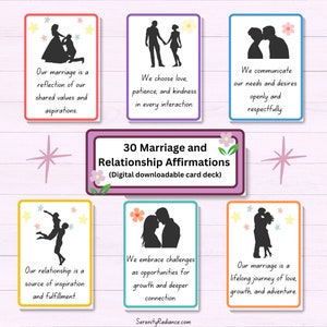 30 affirmations de mariage/relation, cartes relationnelles, lien de couple, amour et encouragement au mariage, mariage plus fort, cadeau pour couple