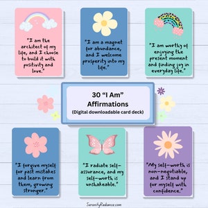 30 "Ik ben" bevestigingskaarten, inspirerend kaartspel, zelfliefde bevestigingspakket, aanmoedigingscadeau, alleen positieve vibraties, zelfreflectiecadeau