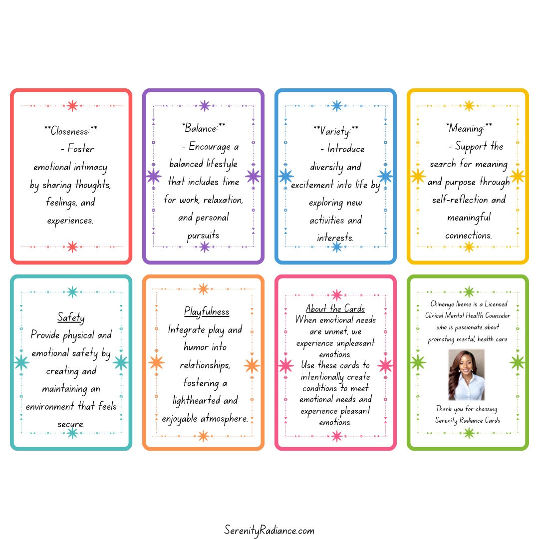 30 Emotional Needs and How to Meet Them, Therapy Cards, Emotional ...