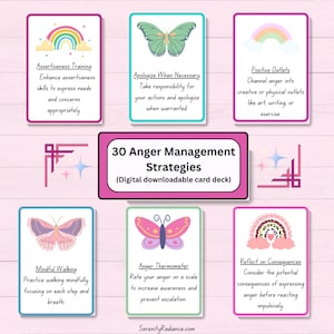 30 woedebeheersingsstrategieën kaartendek, therapiekaarten, kalmerende activiteiten, geestelijke gezondheidsbron, emotionele regulatie, wellnesscadeau