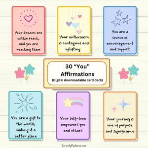 30 "Jij Affirmatie" Kaartenbundel, Mindfulnesskaarten, Zelfverbeteringscadeau, Dagelijkse Affirmaties, Ondersteuning van de geestelijke gezondheidszorg, Aanmoedigingskaarten