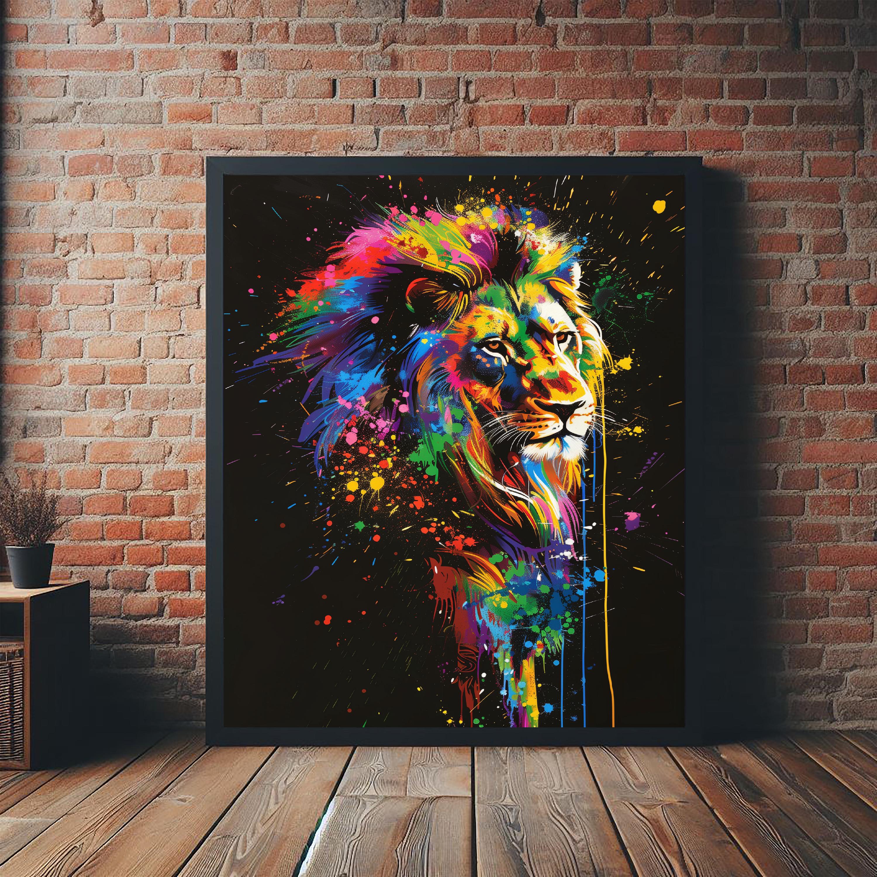 Muurkunst leeuw | Canvaskunst aan de muur leeuwkunst | Woonkamerdecoratie | Motiverende canvasafdruk dierenportret | Extra grote muurkunst