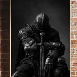 Mittelalterliches Ritter Poster | Wand Kunst Leinwand | Dark Ages Ritter Poster | European Powered Knight Motivationsposter | Gerahmter Leinwanddruck