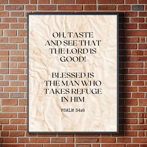 O Taste and See that The Lord is Good | Wood Sign Farmhouse | Christian Home Decor | Framed Wood Sign | Inspirational Verse | Psalm 34:8