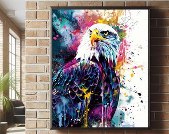 Majestueuze adelaarsprint | Amerikaanse adelaar muurdecoratie | Abstracte muurkunst adelaar | Arendkunstwerk | Canvasafdruk adelaar | Inspirerende poster