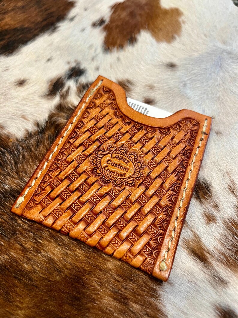 Handmade Custom Card Wallet With Intials, Brand or Monogram - Etsy