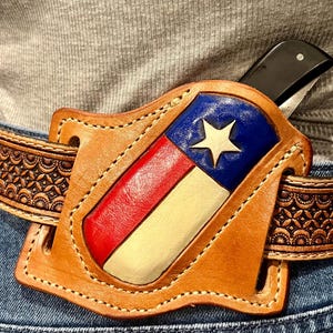 Texas Hand Tooled pancake Knife sheath