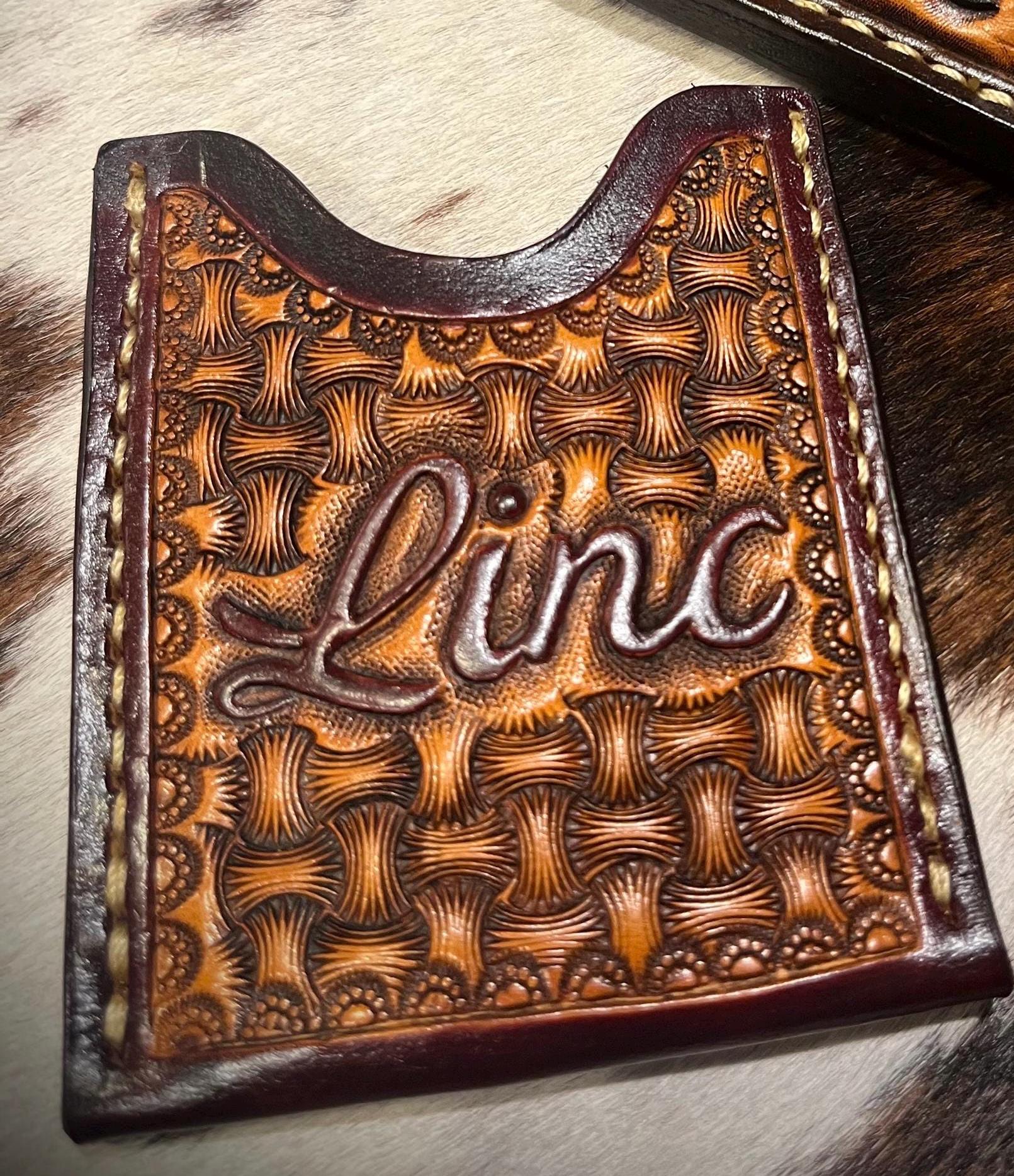 Handmade Custom Card Wallet With Intials, Brand or Monogram - Etsy