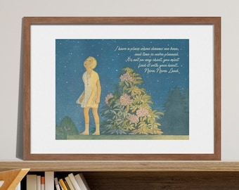 Paroles de la chanson Peter Pan Musical Theatre Broadway, téléchargement immédiat | Les rêves du pays imaginaire sont nés vintage | Impression d'art mural Citation Typographie Imprimable