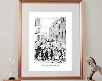 Paroles de la chanson Les Misérables, théâtre musical de Broadway, téléchargement immédiat | Entendez-vous les gens chanter impression d'art mural Illustration vintage imprimable
