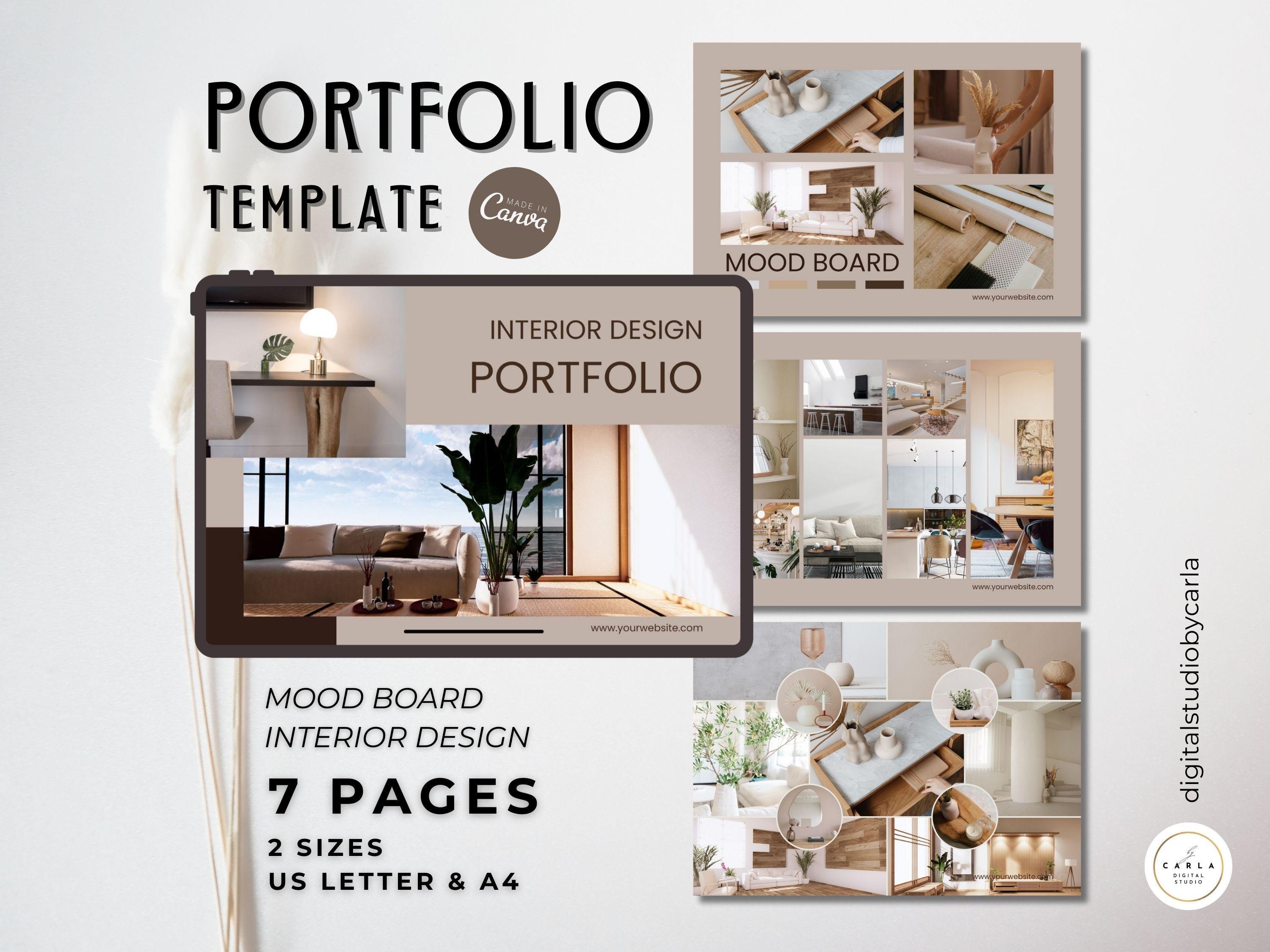 Interior Design Portfolio \u0026 Mood Board Template | Canva Presentation for  Designers | Editable Client Proposal Template, image size:3000x2250