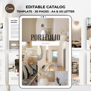Interior Design Catalog Template: Editable Professional Portfolio & Lookbook for Home Decor Professionals | Instant Download
