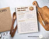 Holiday Recipe Card Template | Editable Cookbook Page for Baking Recipe Book (Canva Design & PDF)