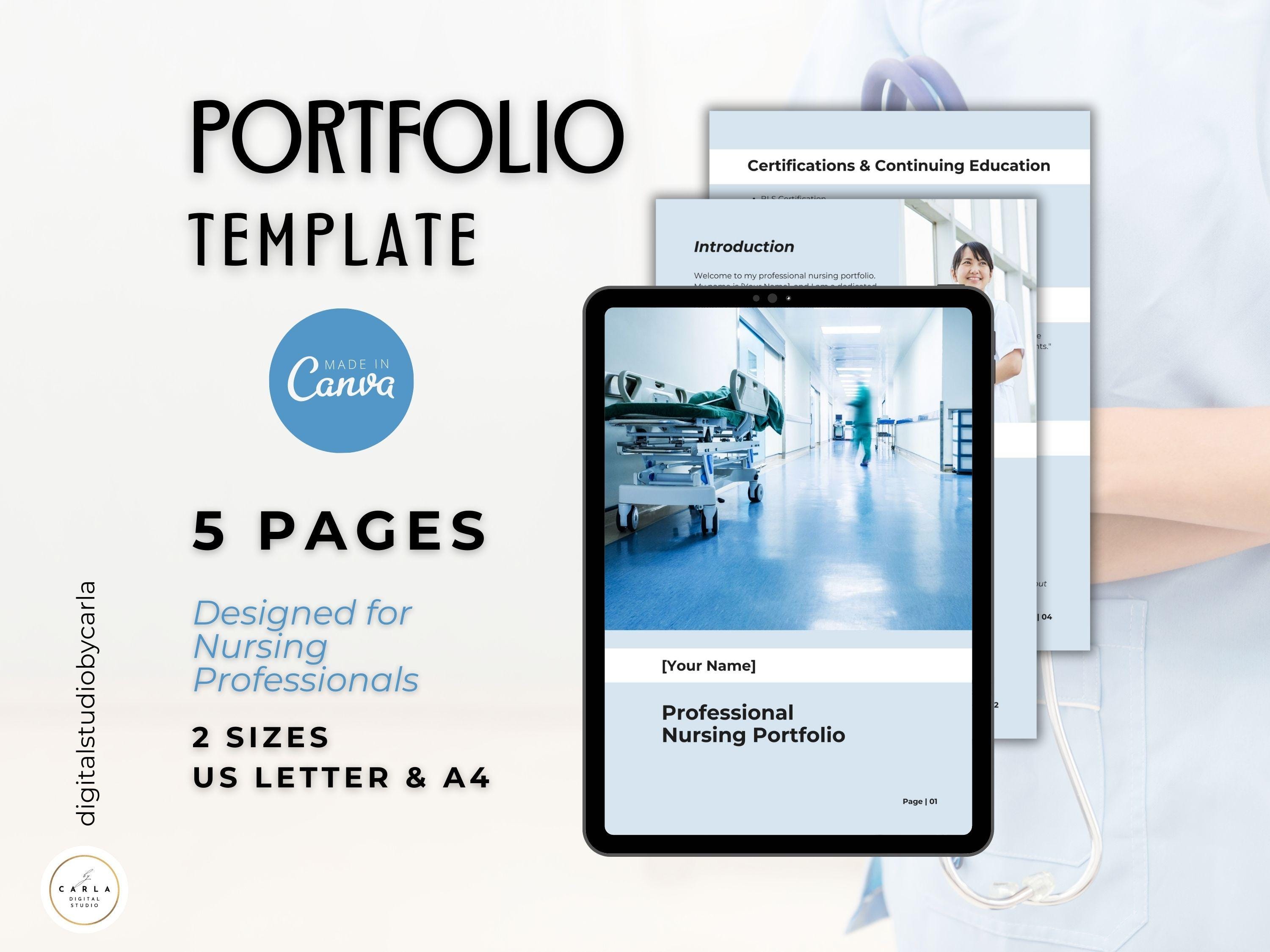Nursing Portfolio Template Canva Editable Canva Resume Nurse CV