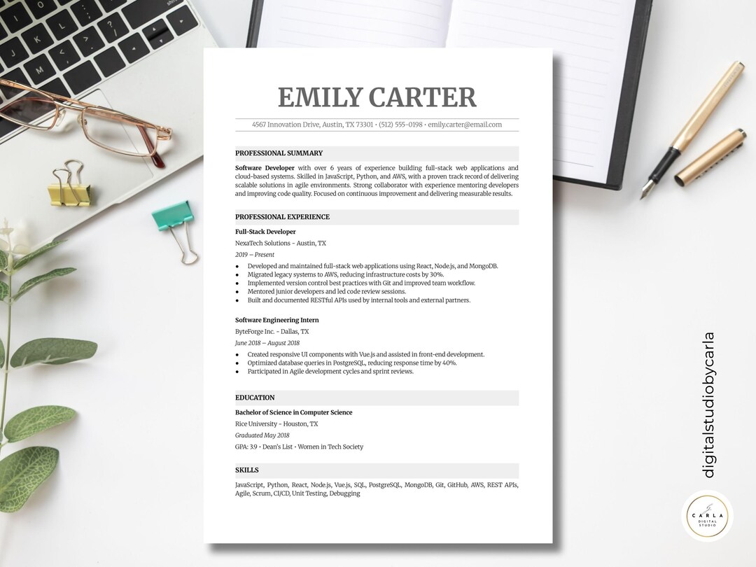 Professional CV Template Word | ATS Friendly Resume Template Google ...