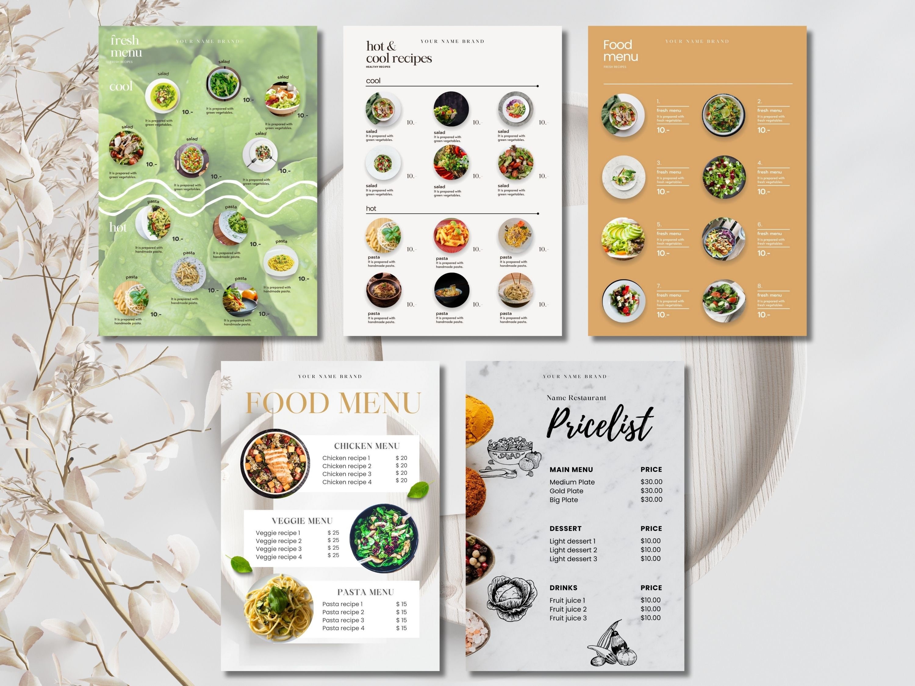 Editable Food Menu Template | Restaurant Price List Set (canva Download ...