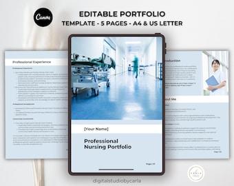 Nurse CV & Professional Healthcare Portfolio - Editable Nursing Canva Resume with Picture - Medical Presentation Template