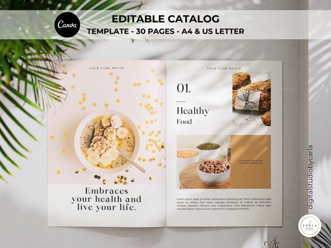 Culinary Magazine Template – Editable Food Catalog for Canva Design ...