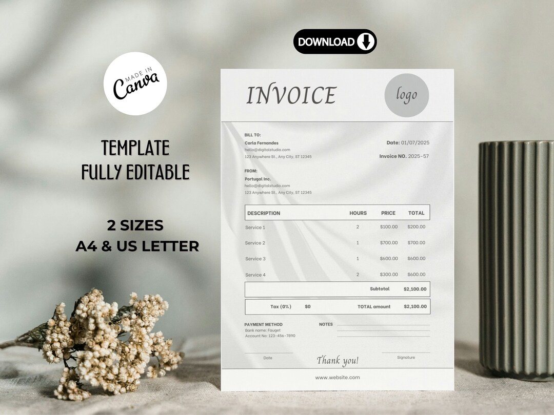 Invoice Editable Invoice Template Business Forms Small Business Forms ...