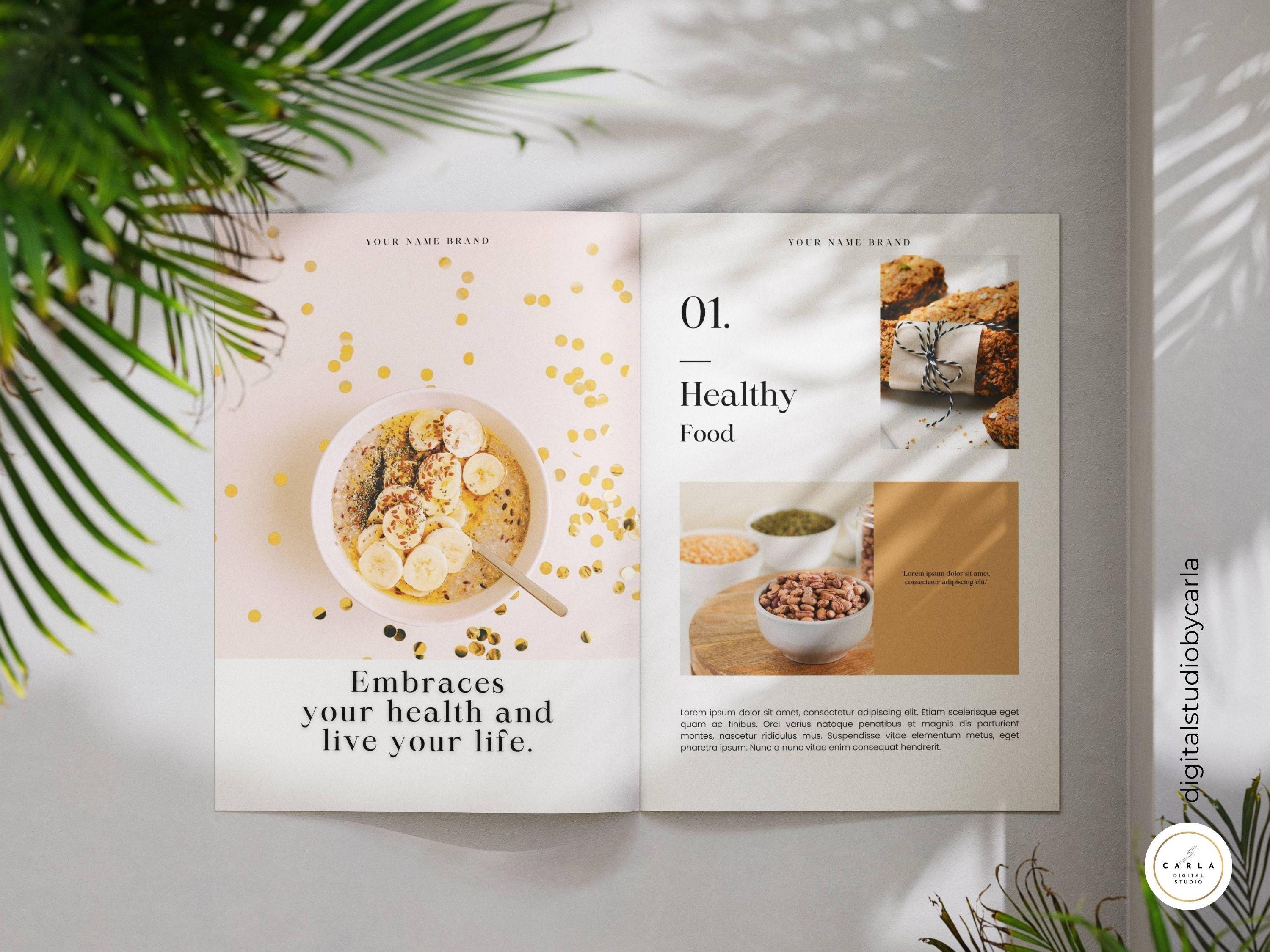 Professional Food Magazine Template | 30 Editable Catalog Canva Pages ...