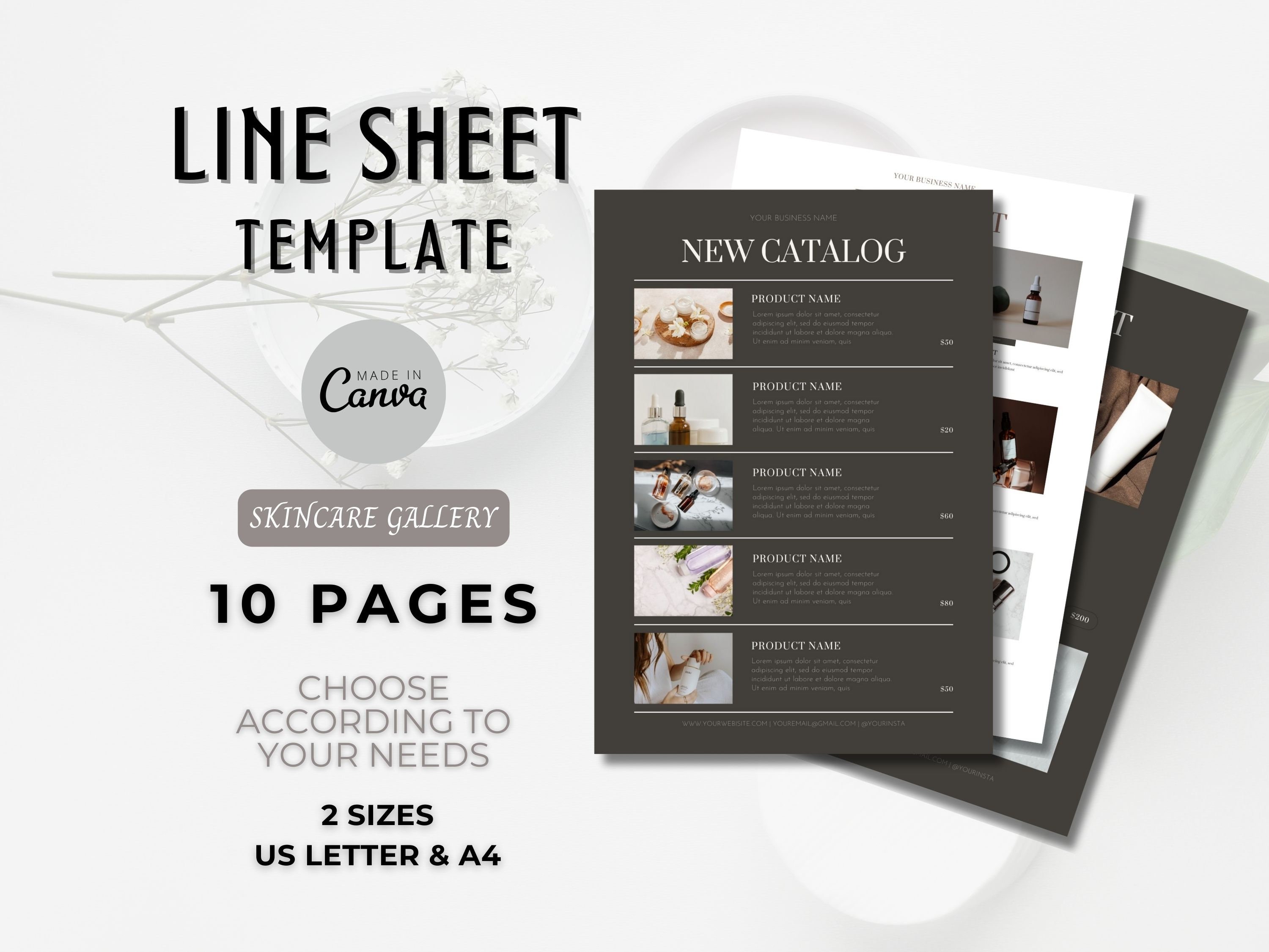 Line Sheet Lead Catalog Template Line Sheet Template Skincare