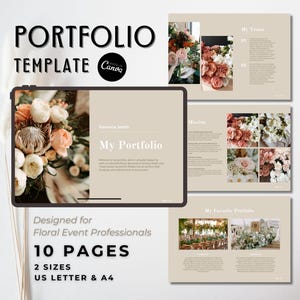 Modelo de portfólio de florista Canva | Lookbook de negócios digitais | Apresentação profissional de eventos de casamento | Lead Magnet de vitrine estética