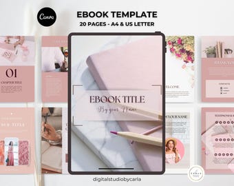 Pink Ebook Template Canva Design, Elegant Presentation Template, Coaching Workbook Template, Ebook Digital Download, Done for You Guide Book