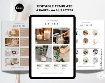 Minimalist Line Sheet Template: Editable Product Catalog Pages Set (Digital Canva Download)