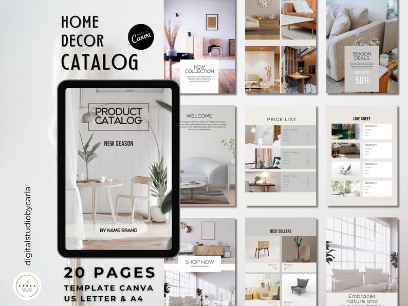 Home Decor Catalog Template Canva Lead Business Wholesale Line