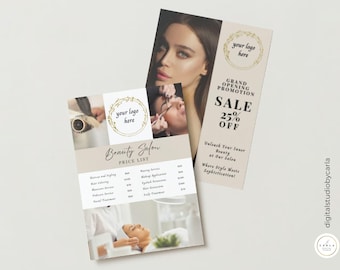 Beauty Salon Broschüre | Medspa Hautpflege Broschüre Vorlage | Kosmetikerin Preisliste | Wellness Flyer Vorlage | Digitaler Download