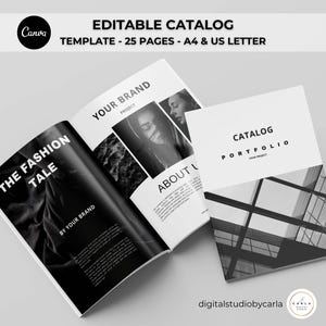 Black & White Fashion Catalog Template: 25 Editable Pages for Professional Portfolio and Lookbook | Instant Download