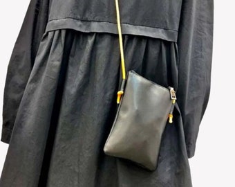 Cowhide leather messenger bag women, Small crossbody purse phone.