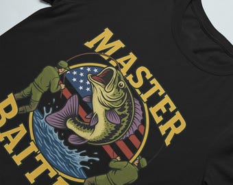 Master Baiter Fishing T-Shirt for Men & Women – Funny Bass Fisherman Shirt – Patriotic USA Humor Tee – Hilarious Gift for Anglers F38