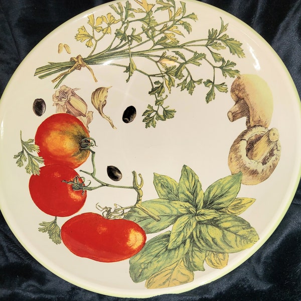 Williams Sonoma 13” Pasta Salad Ceramic Serving Bowl Tomatoes Mushrooms Olives