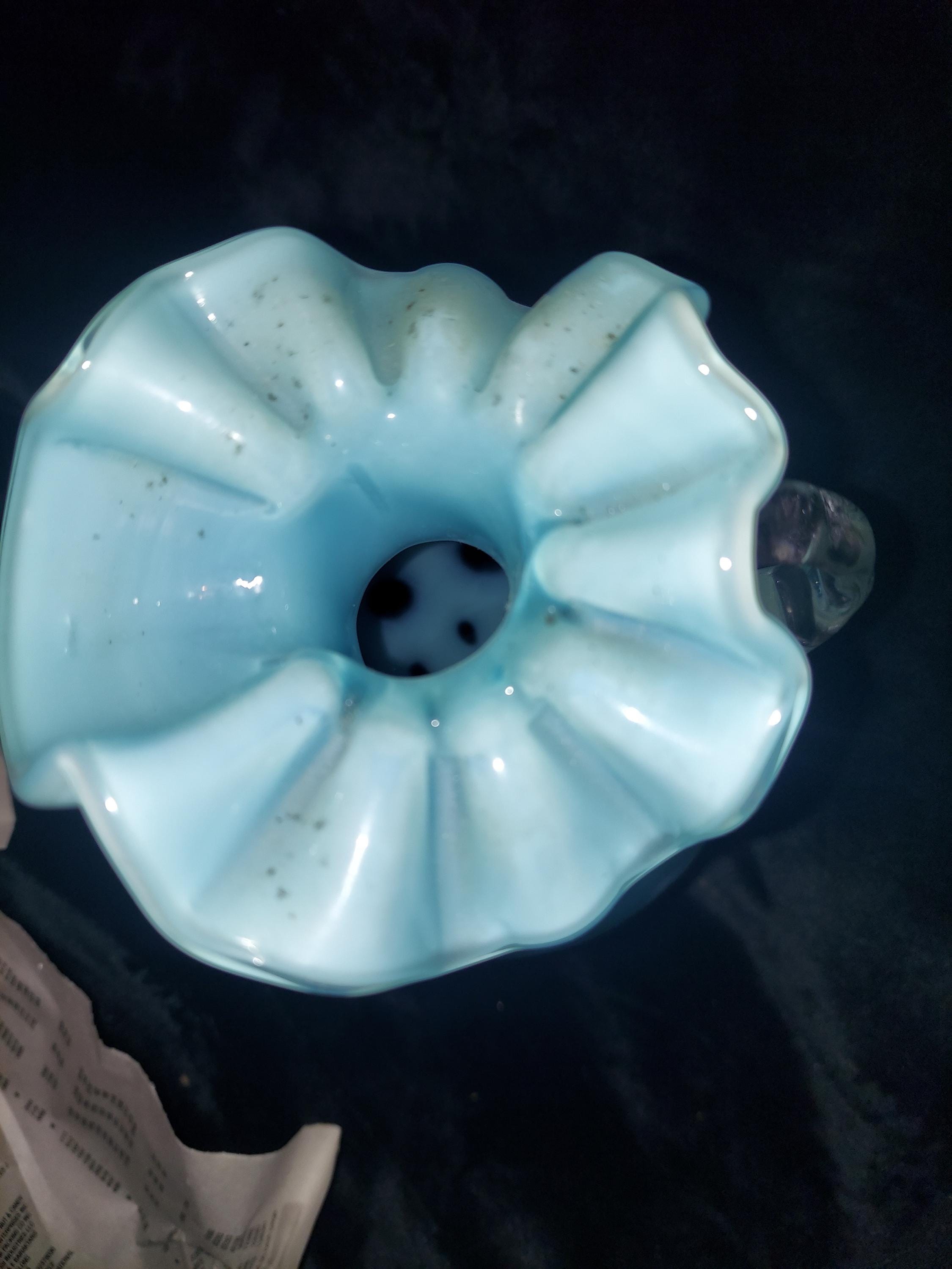 ヴィンテージ フェントン フリル オパールセント ブルー コイン ドット