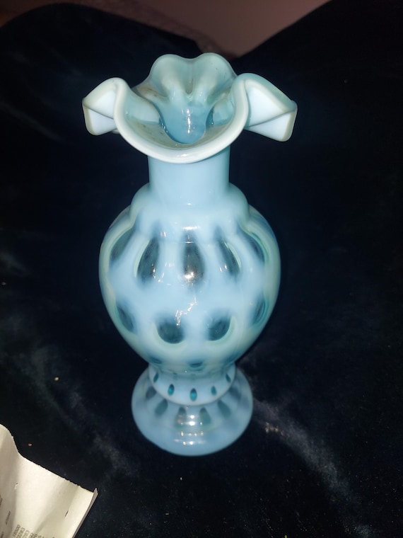 フェントン　ブルーオパールセント ボブネイル コンポート フリル ラッフル フェントンブルーオパール オールドフェントンFenton ブルーオパール