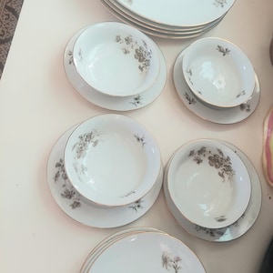 16 pc Johann Haviland Bavaria Germany Dinner setting Gray Rose Beige